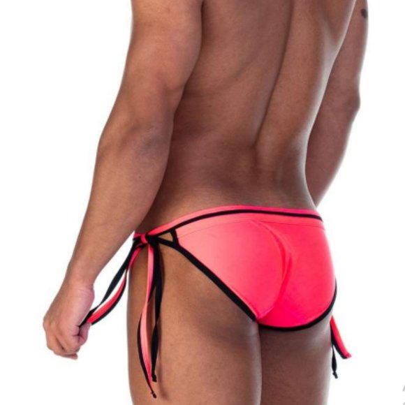 GIGO STRIP PINK SWIM BRIEF - Picture 2 of 6